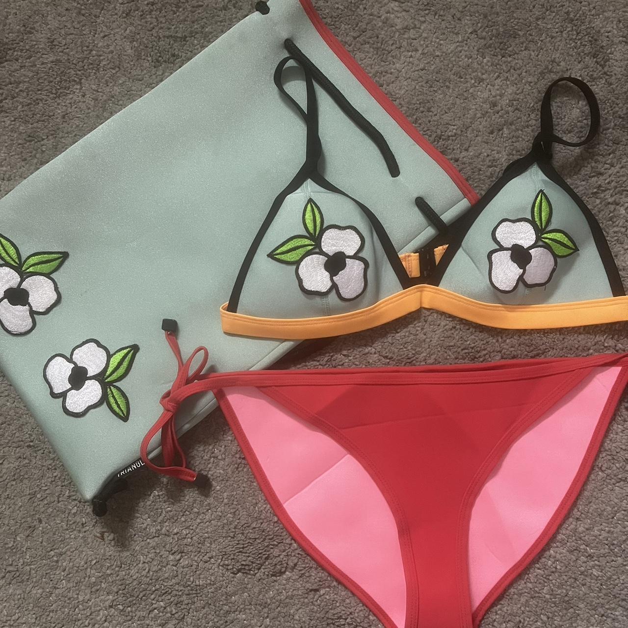 Triangl Bikini Set With Bag Blue Floral Bikini Depop