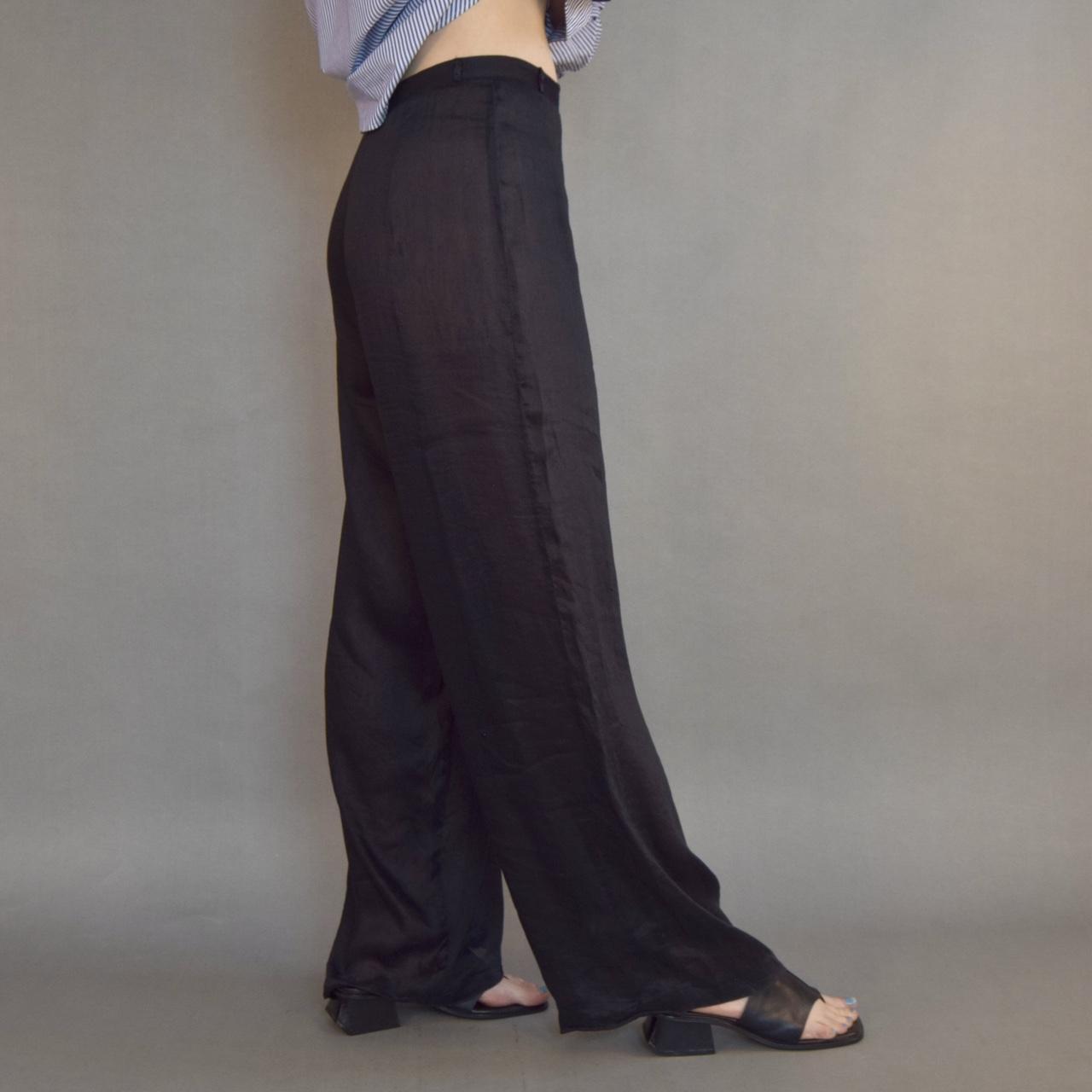 beautiful silk semi sheer wide legg pants small 90s... - Depop