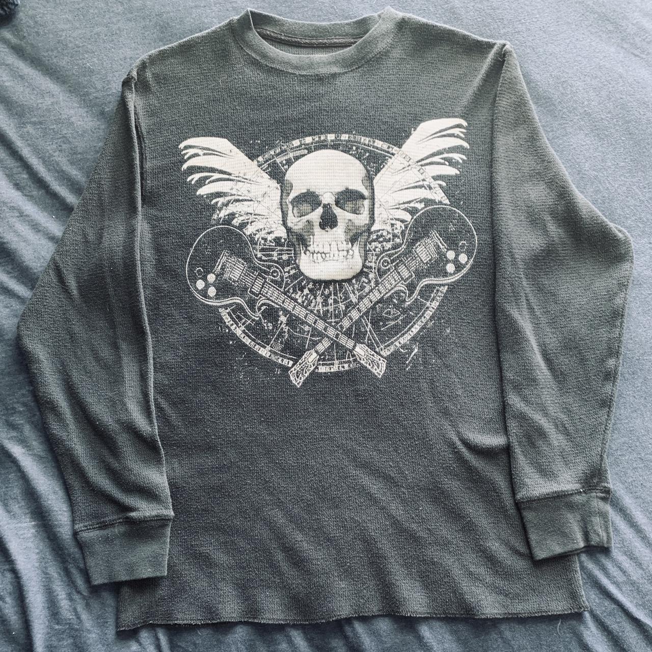 black affliction long sleeve thermal doesn’t say... - Depop