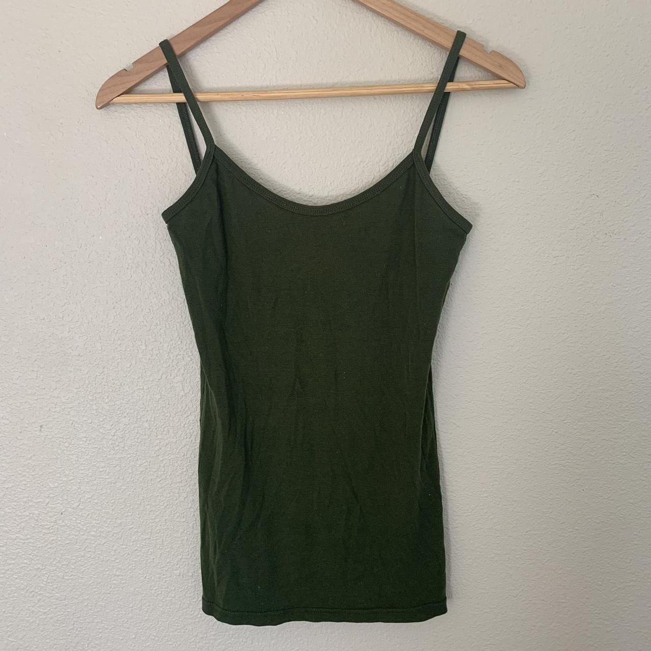 vintage cotton green cami tank top no tags fits... - Depop