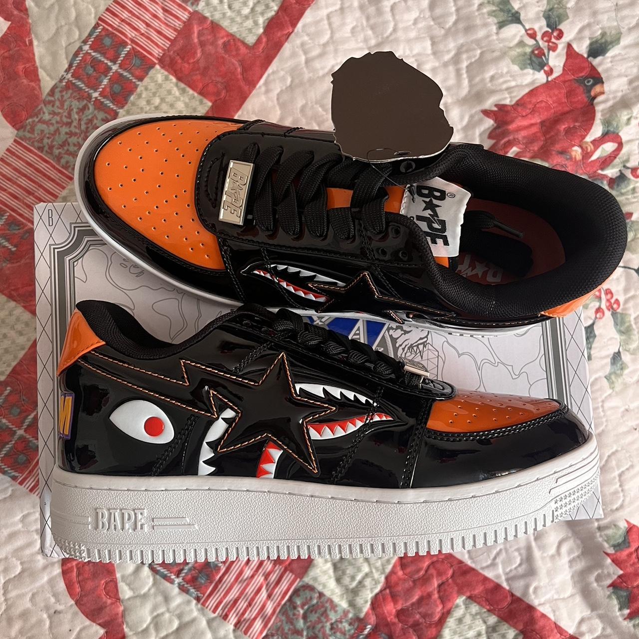A BATHING APE SHARK BAPE STA LOW スニーカー オレンジ A Bathing Ape Bape Sta Low Mad Shark Black Orange Men's