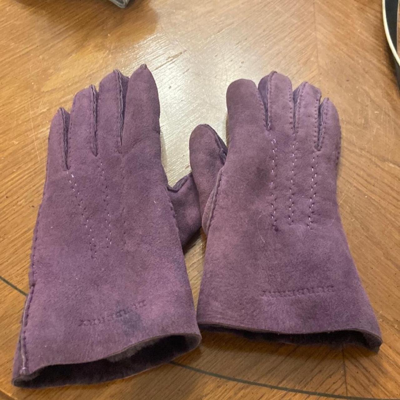 Vintage Burberry purple suede gloves w faux fur Depop