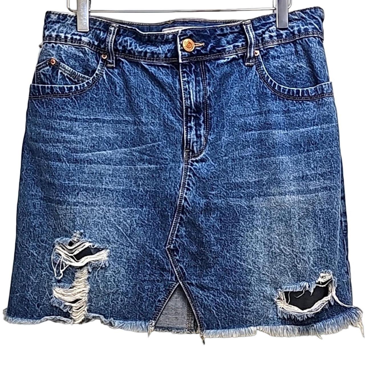 Ymi Dream Authentic Denim Distressed Mini Skirt Depop