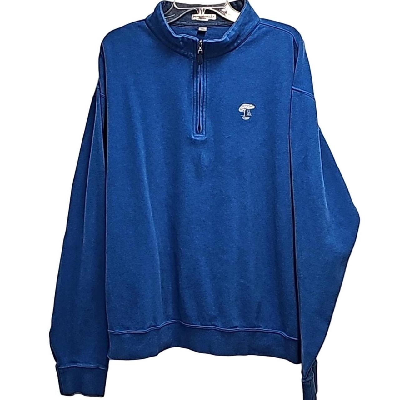 Fashion Peter Millar Mens Pullover Sweater Blue Mock Neck 1/4 Zip Long Sleeve Size Small