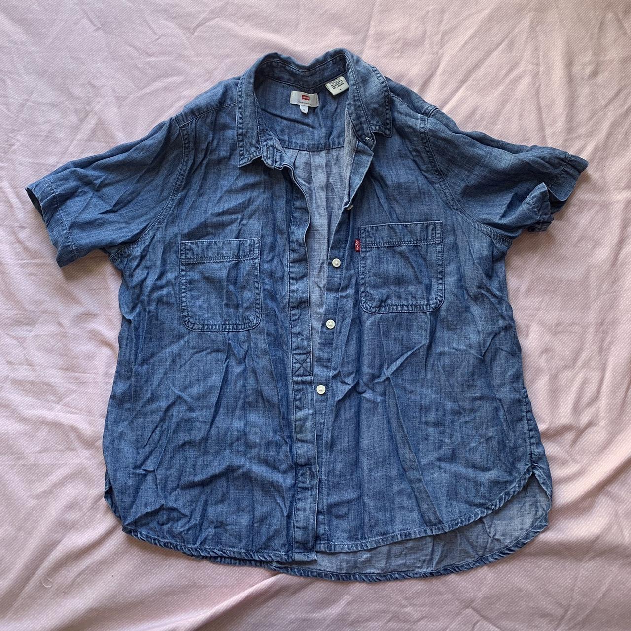 Levi's Women's Blue and Navy Shirt | Depop