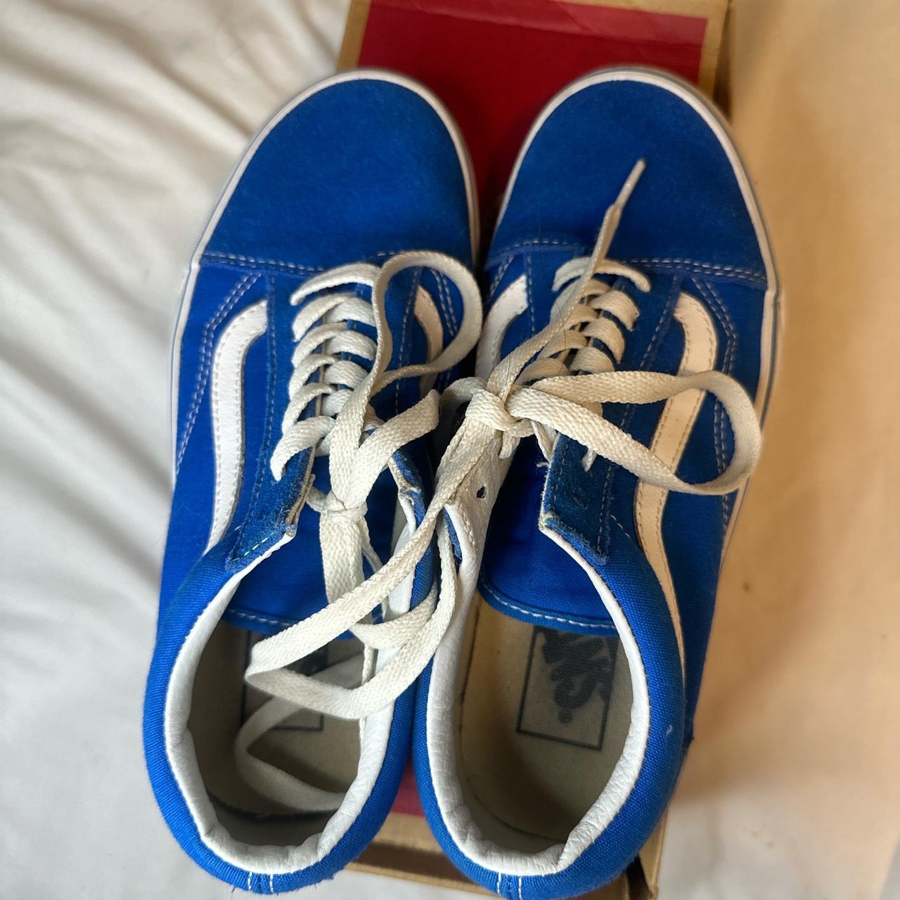 Vans Women's Blue and White Trainers | Depop