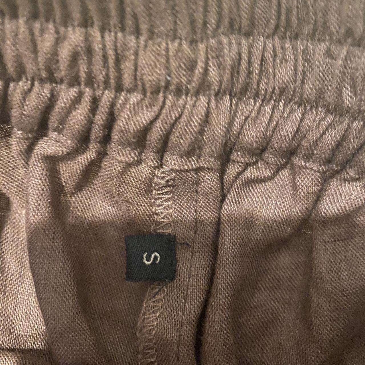 100 linen chocolate brown pants Elasticated waist,... Depop