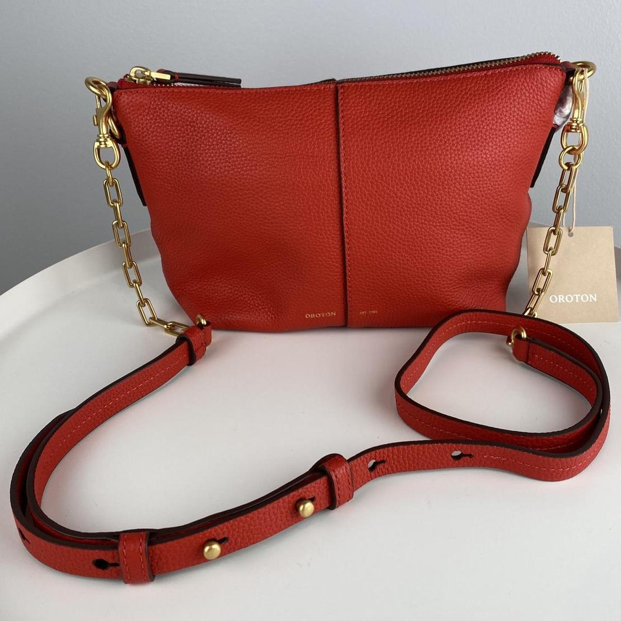 OROTON - Small Crossbody Colour: Crimson • Pebble... - Depop