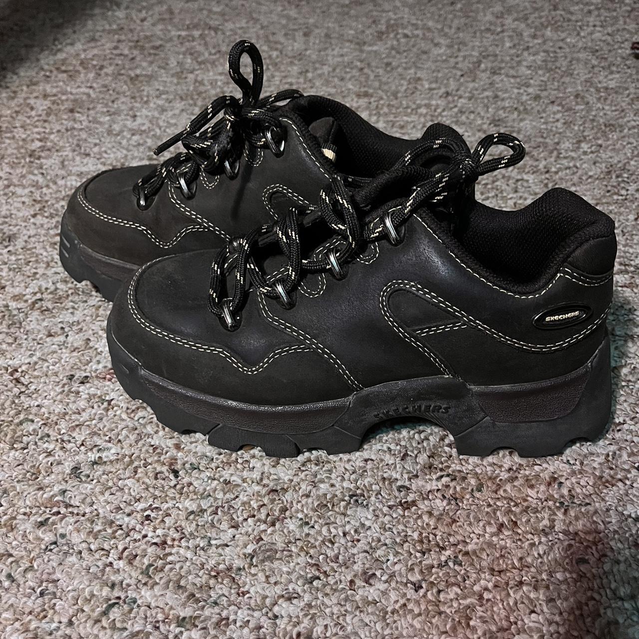 Platform Leather Skechers Hiking Boots- In Great - Depop