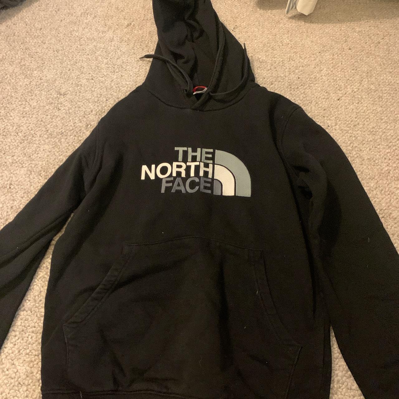 Small black embroidered north face hoodie Excellent... - Depop