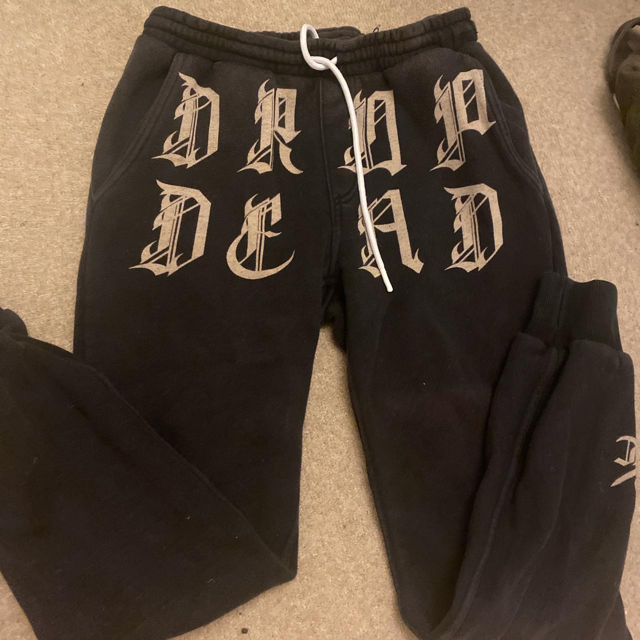 Dropdead Women's Black and Gold Joggers-tracksuits | Depop