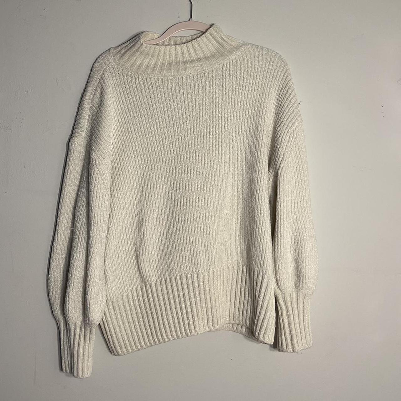 White/cream oversized turtleneck sweater Material is... - Depop