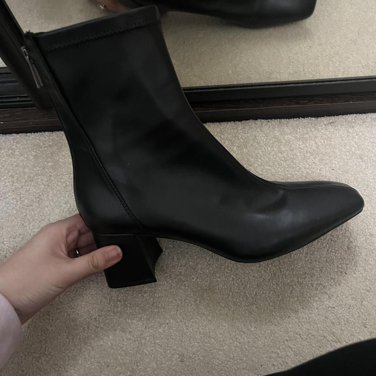 Size 50 womens block heeled Stradivarius boots used... - Depop