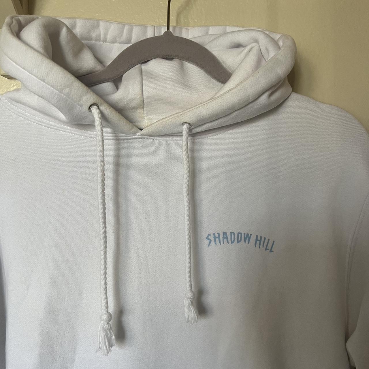 Shadow Hill white and blue hoodie Depop