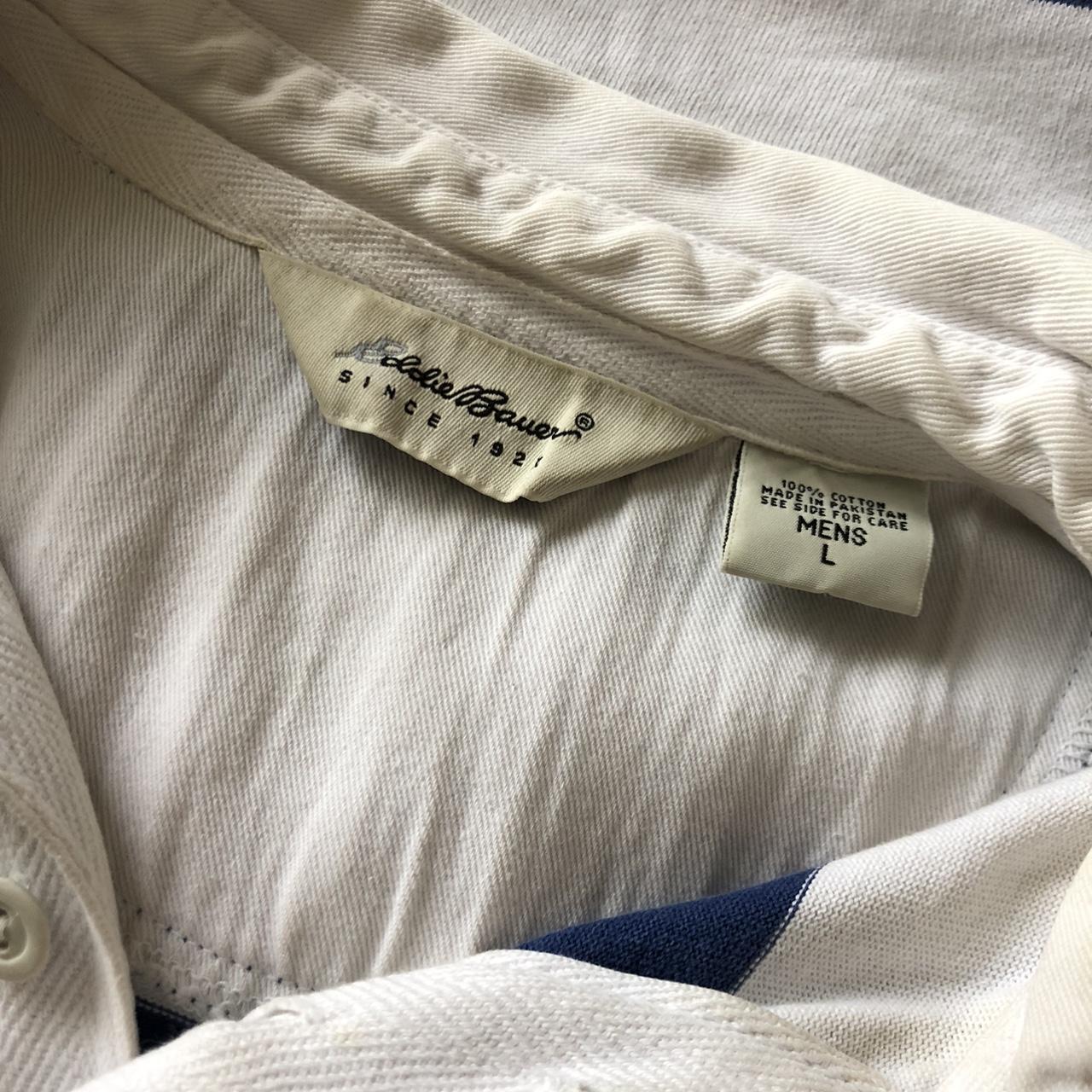 Eddie Bauer Men's White and Blue Shirt | Depop