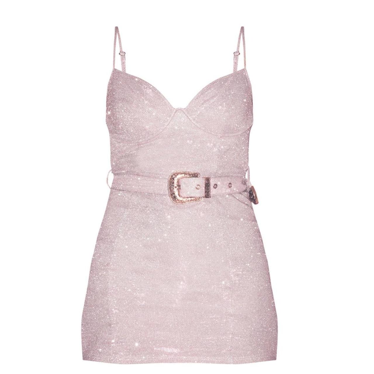 PLT Pink Glitter Strappy Belt Detail Bodycon