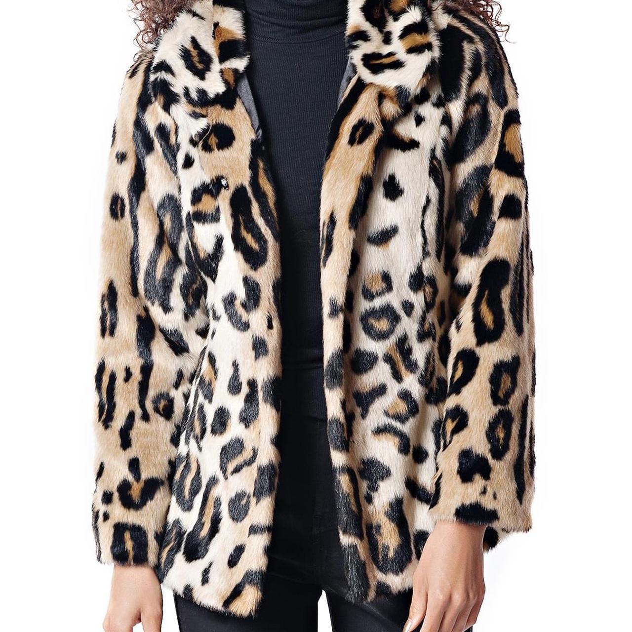 Bershka Leopard Fur Jacket Coat Size XS Depop