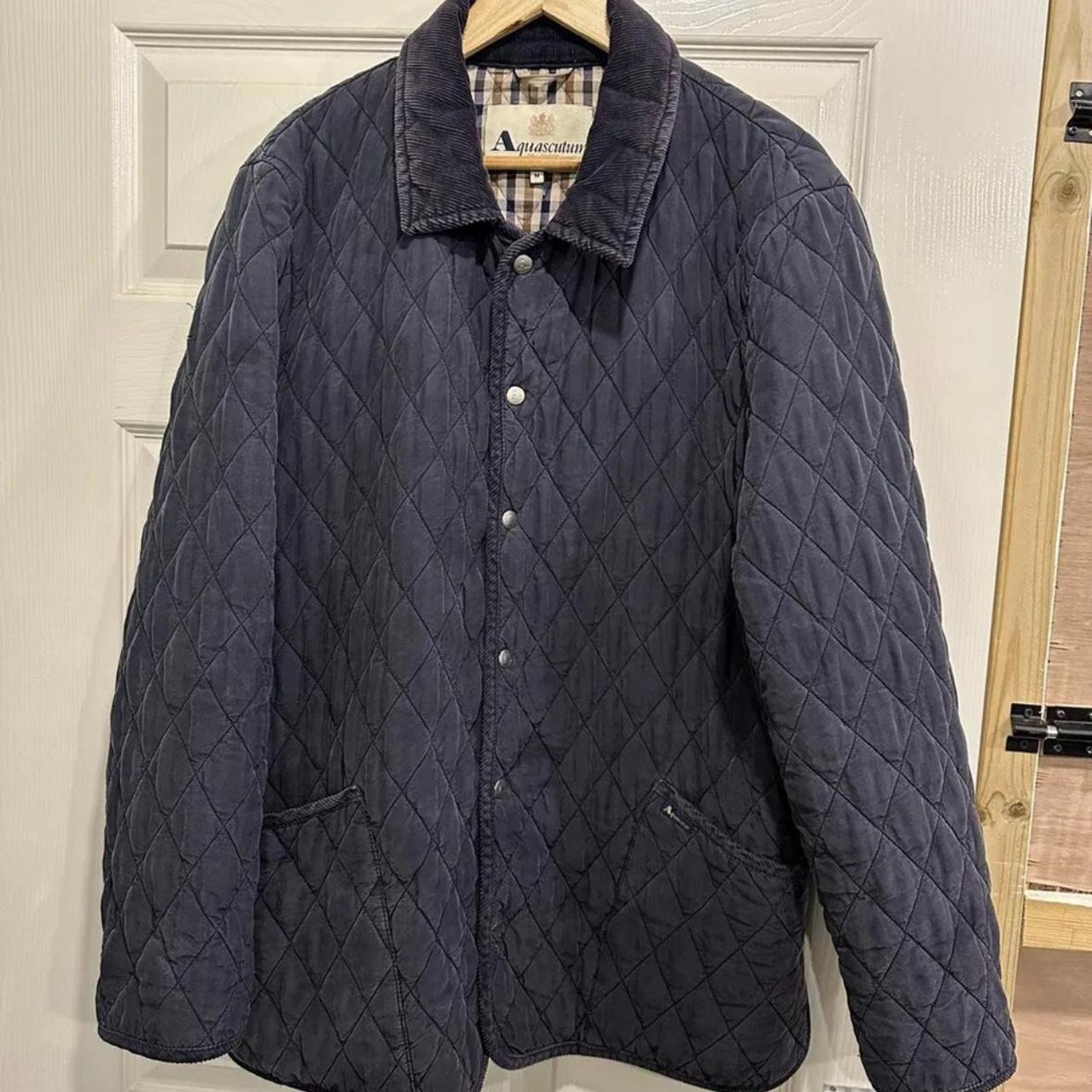 Aquascutum Men s Quilted Jacket Size Medium Navy Depop