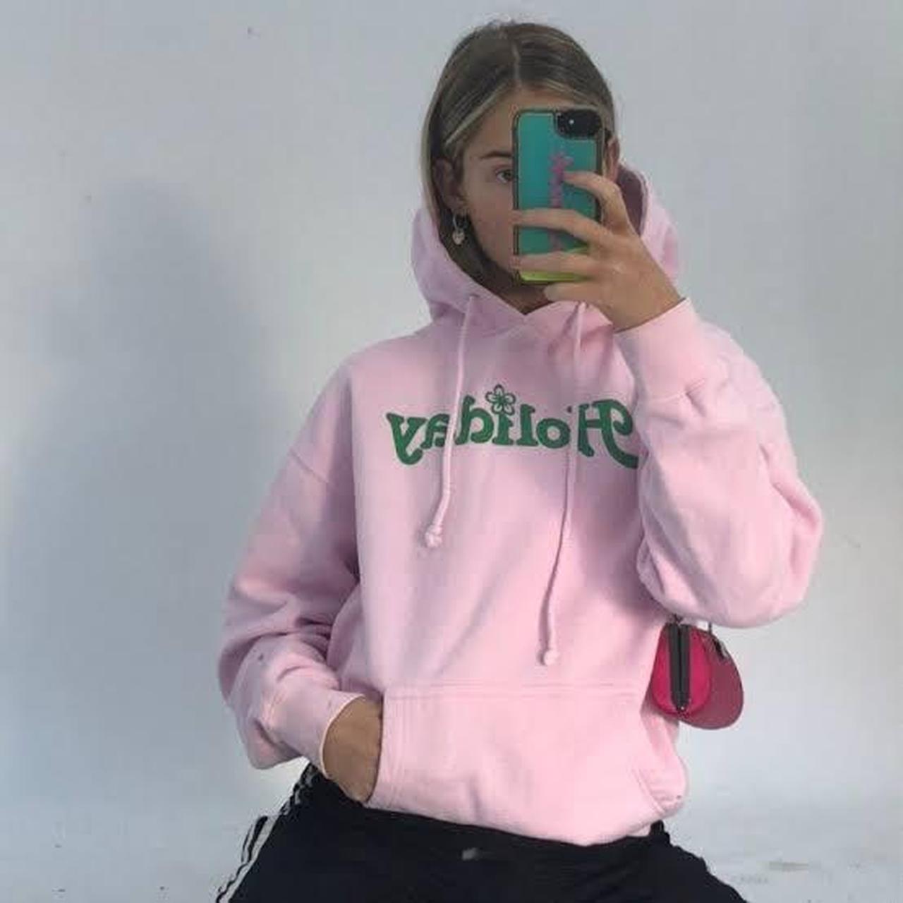 Pink Holliday the Label Hoodie size medium. - Depop