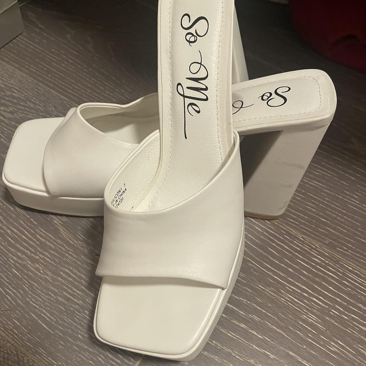 white chunky heels wide fit