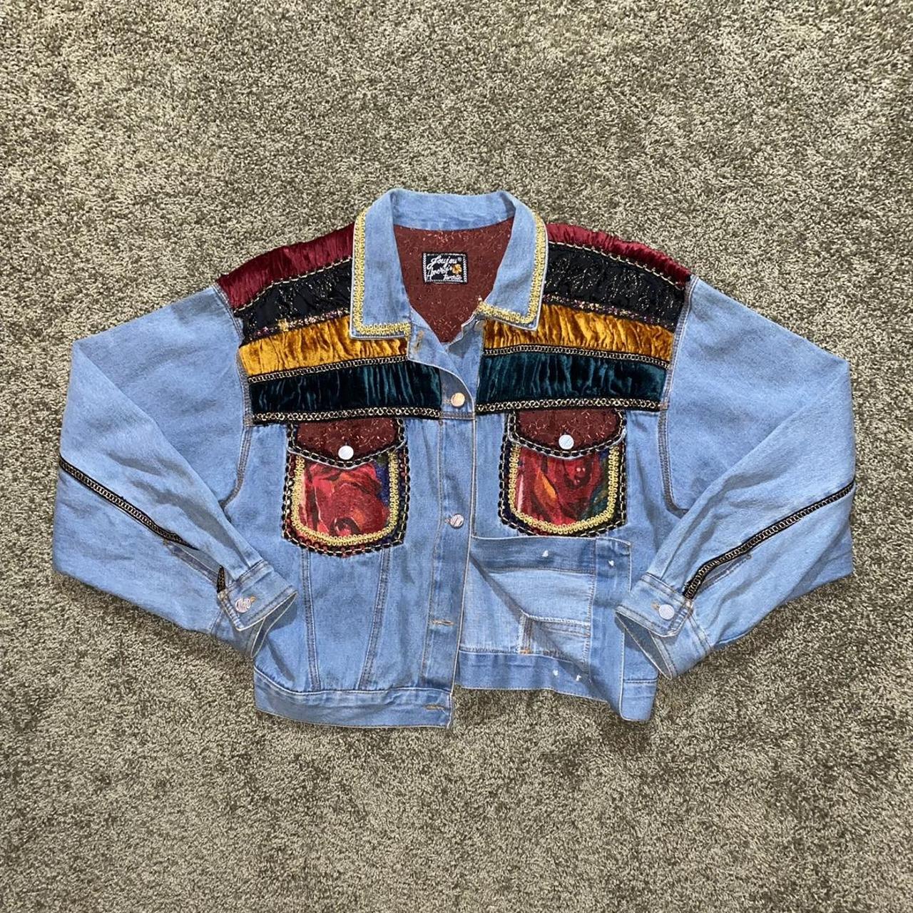 Joujou Vintage Patchwork Embellished Denim... - Depop