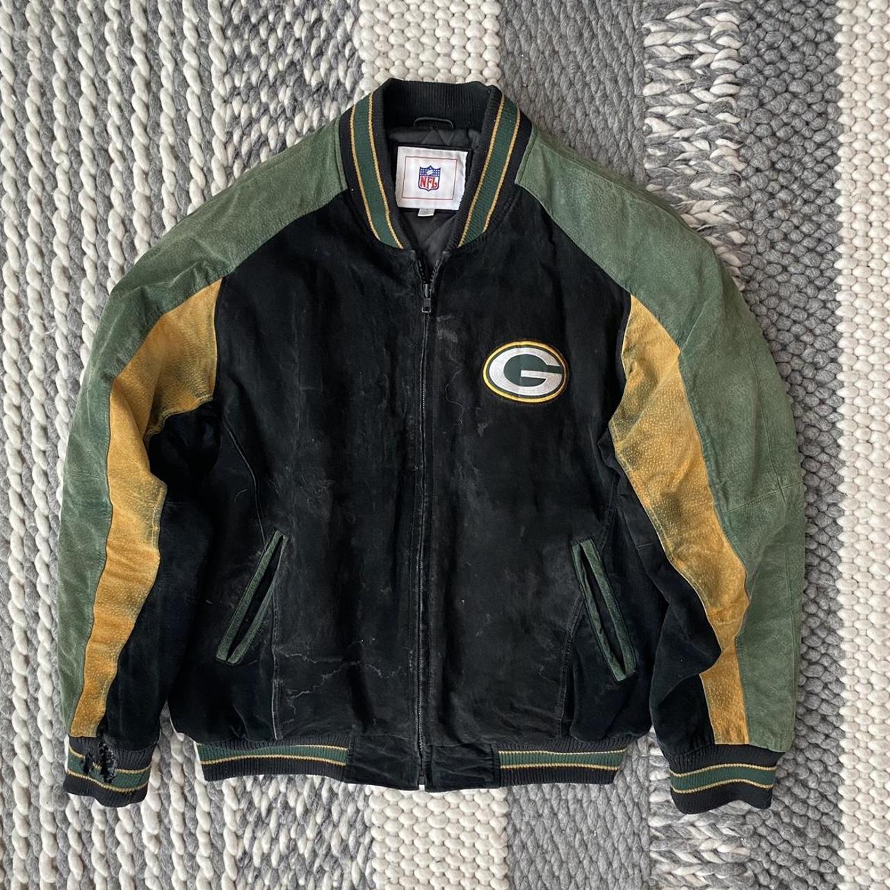 Green Bay packers jacket. Leather jacket. Bomber - Depop