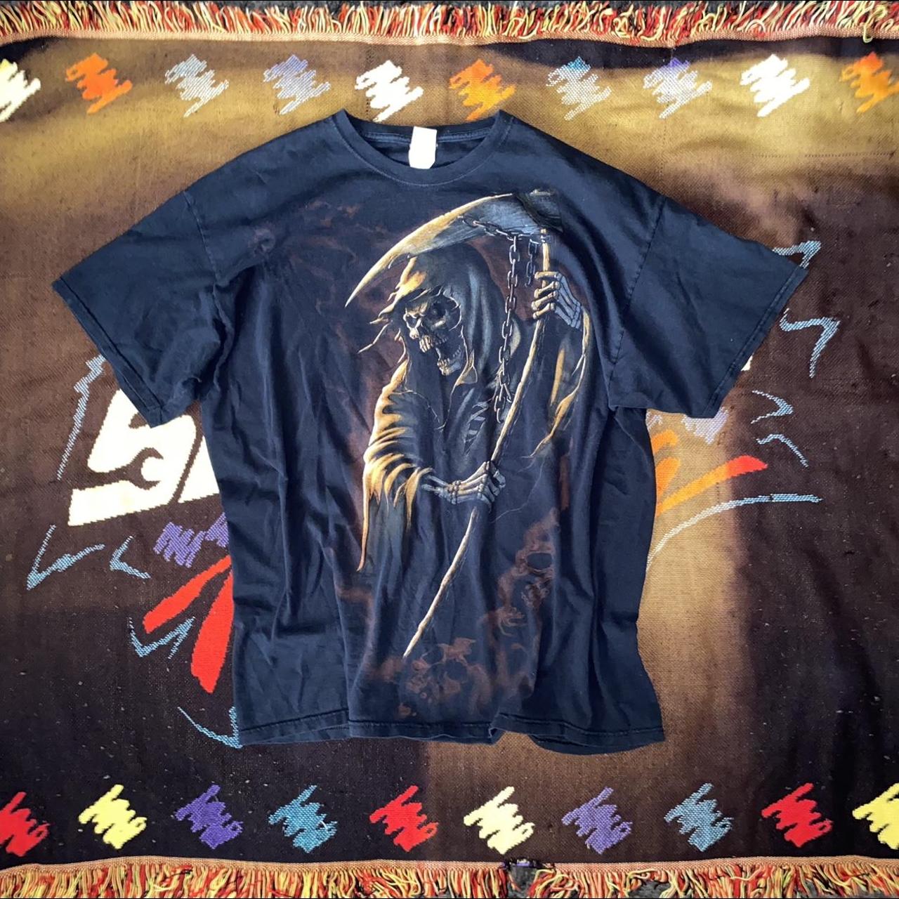 Skeleton grim reaper shirt size... - Depop