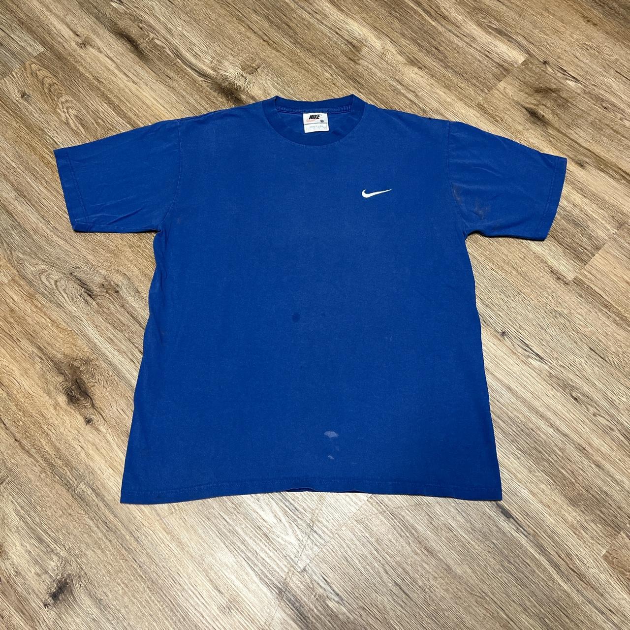 Vintage 1990’s blue Nike tee shirt made in the USA... - Depop