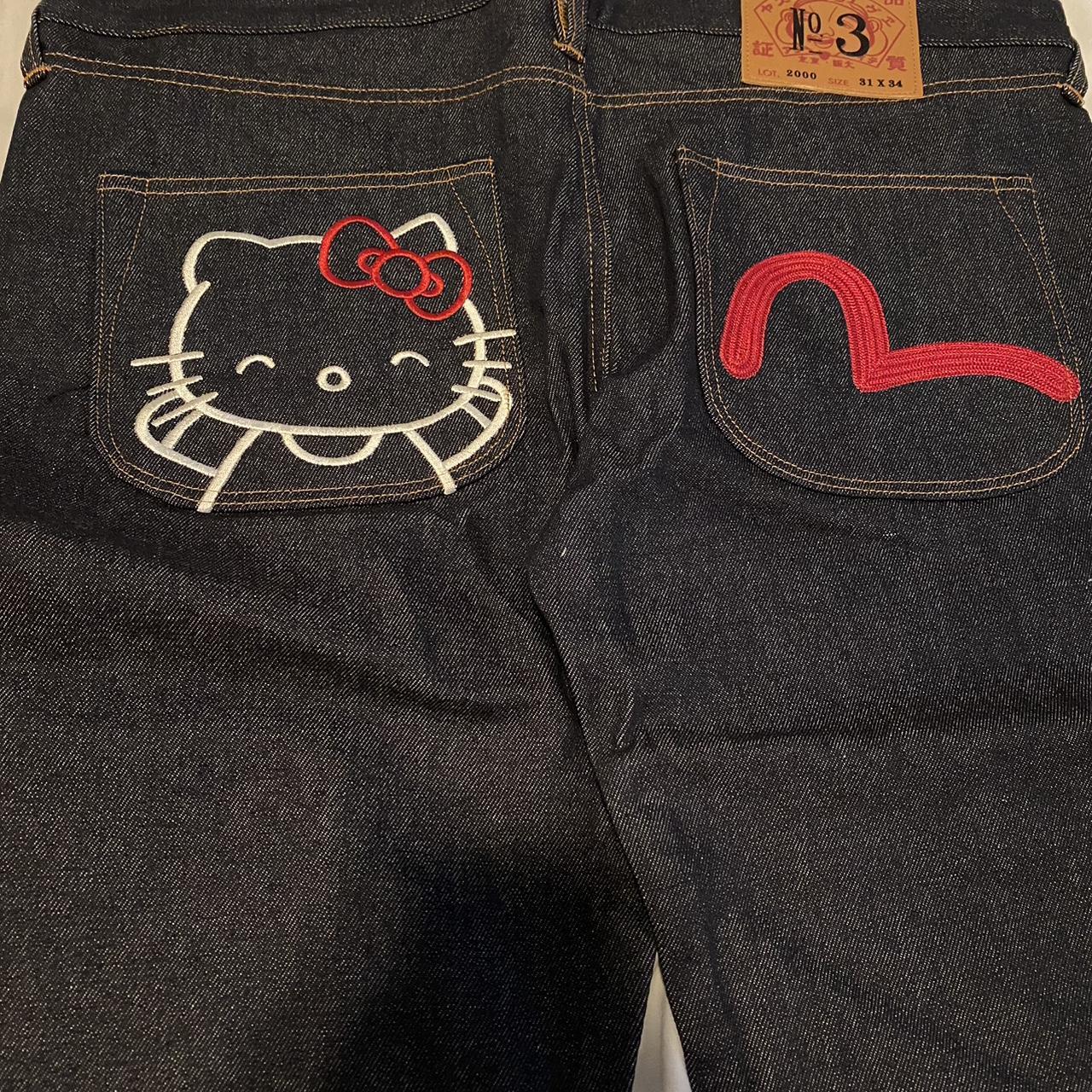 RARE HELLO KITTY SANRIO X EVISU JEANS 30x34 got... Depop