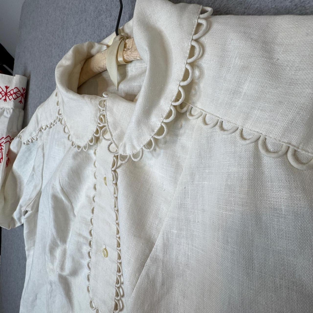 Vintage Women's Blouse - White/Red - M – Vintage … - image 4