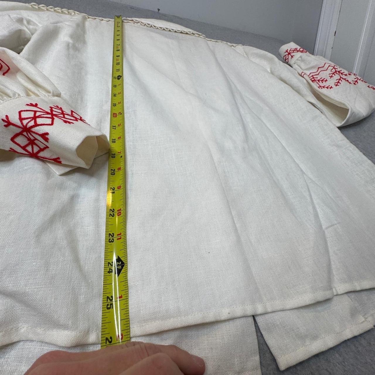 Vintage Women's Blouse - White/Red - M – Vintage … - image 8