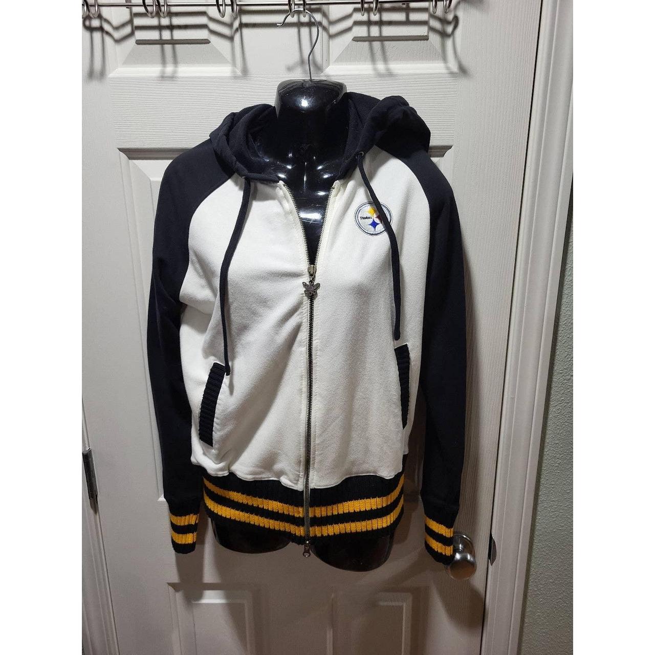 Women's Steelers zip-up white hoodie size medium. - Depop