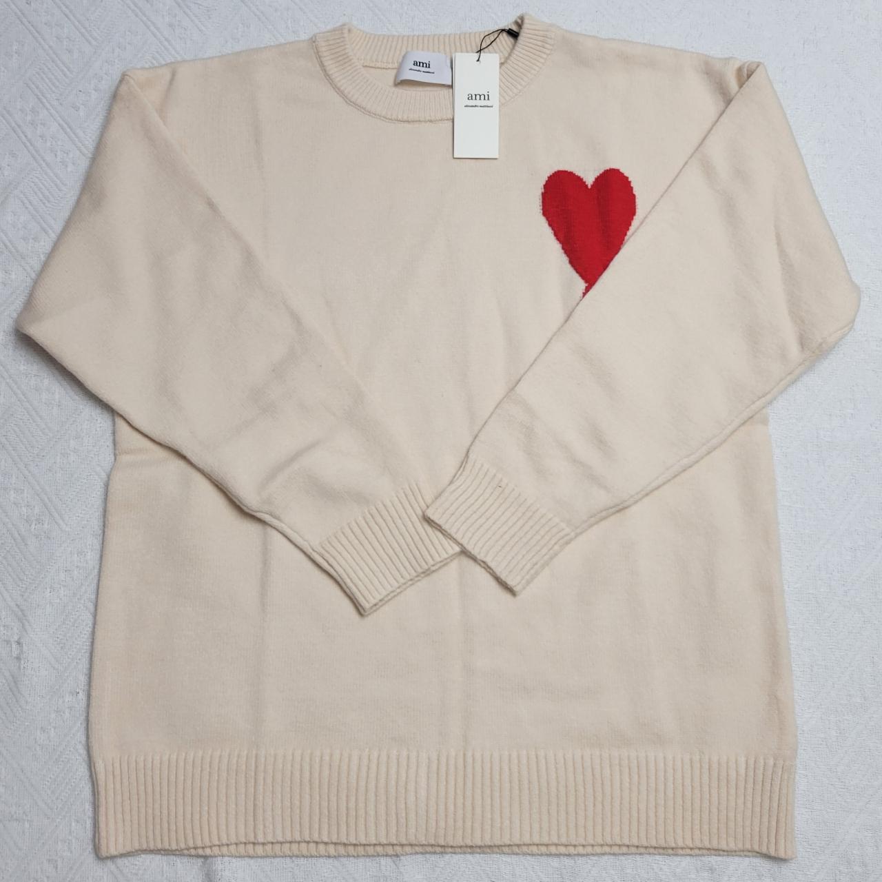 Ami Paris Cream Jumper Perfect Condition Like - Depop