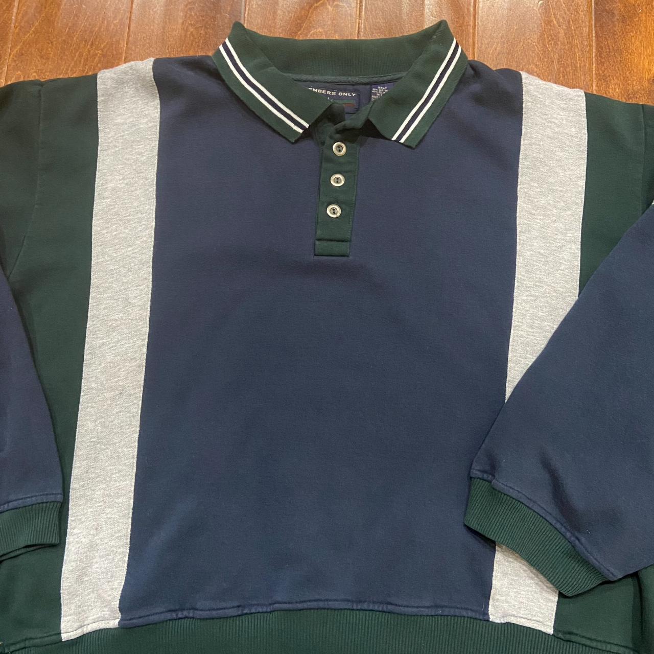 Members Only Men's Navy and Green Sweatshirt (2)