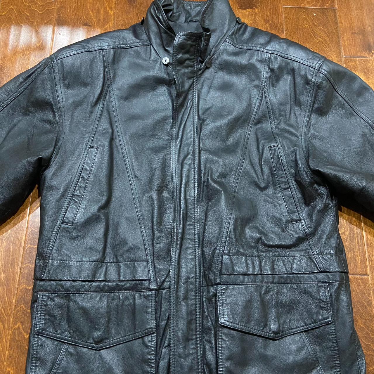 Joshua Ross Leather Black Bomber Style Jacket Coat Extra