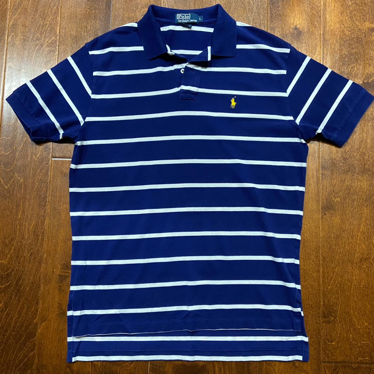 Polo Ralph Lauren Vintage 90s Striped Cotton Blue | Depop