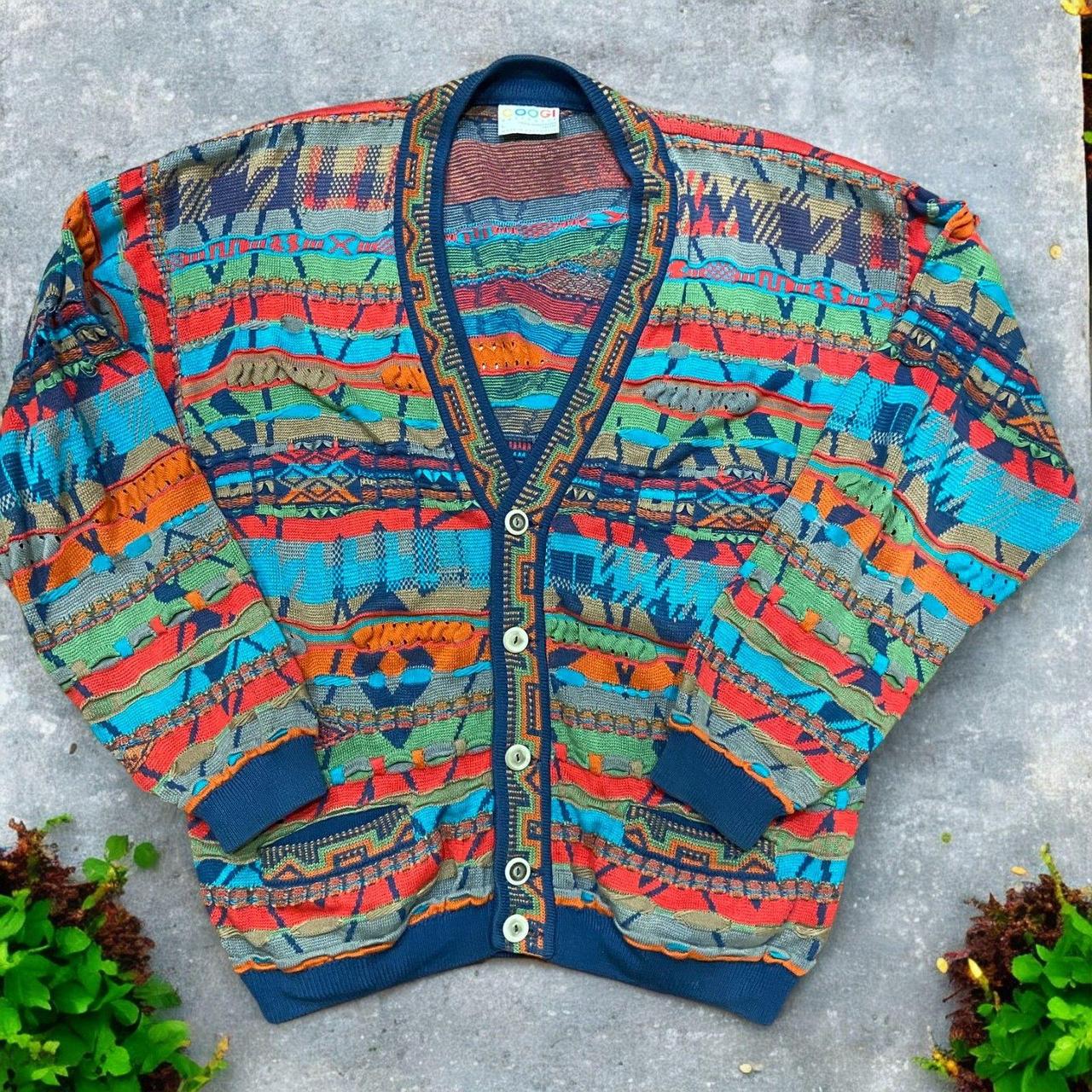Coogi Vintage 3D Knit Multicolored Crewneck Sweater | Depop