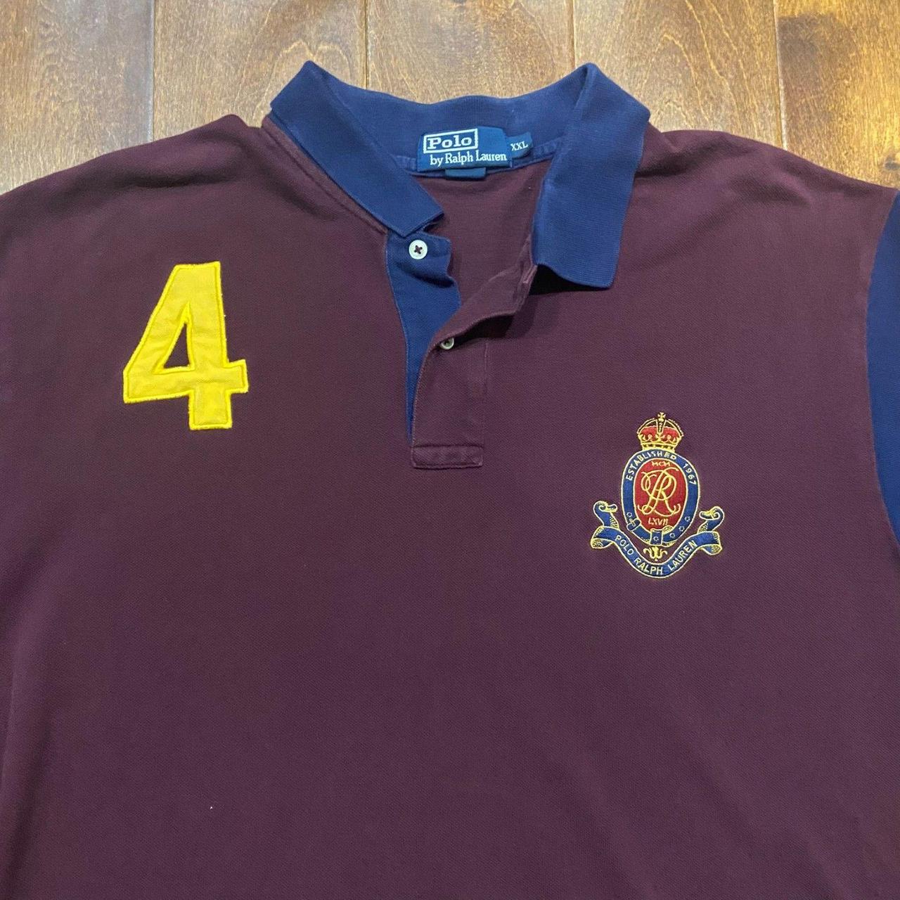 Polo Ralph Lauren Vintage 90s Rugby #4 Crest Maroon | Depop