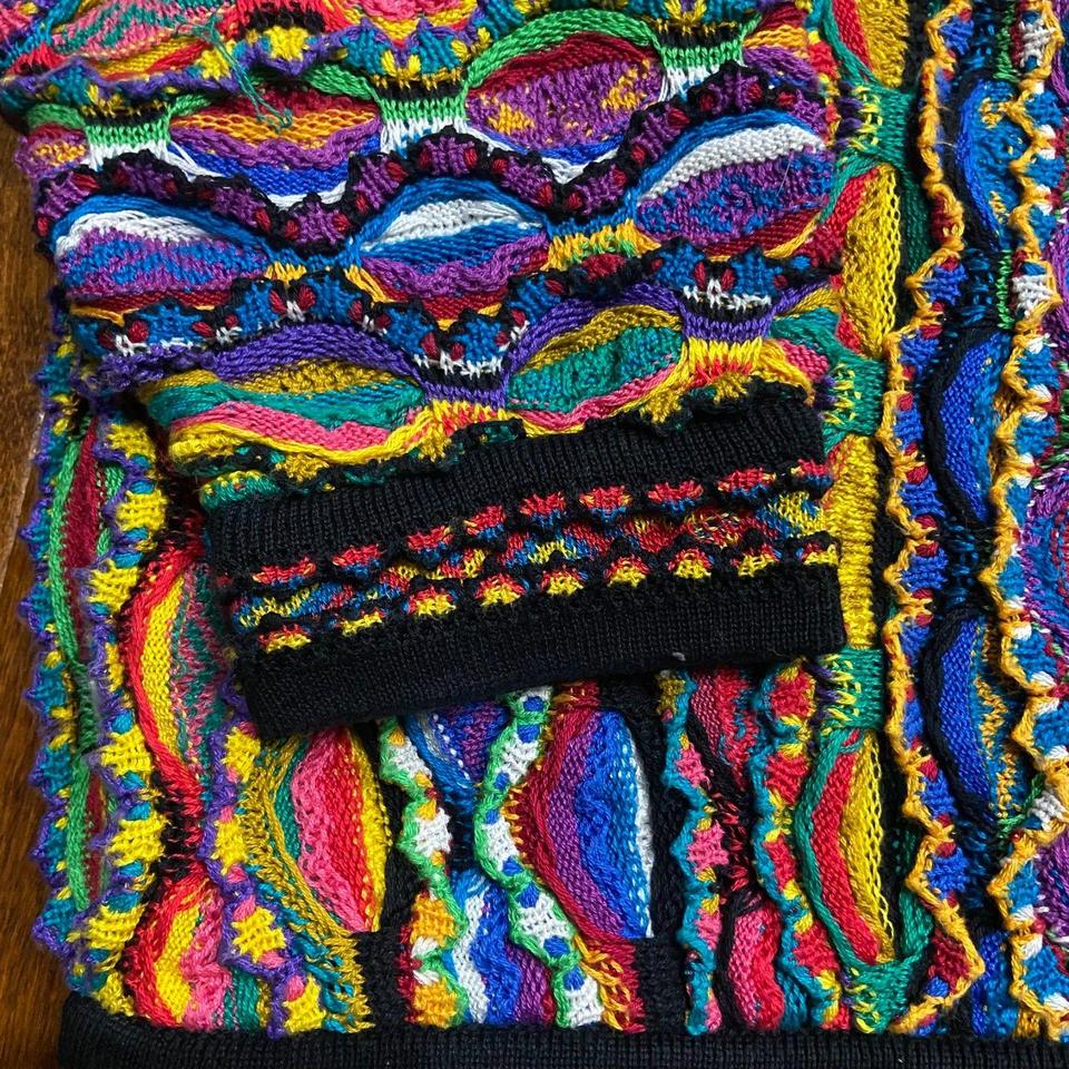 Coogi Vintage 3D Knit Multicolored Crewneck Sweater | Depop