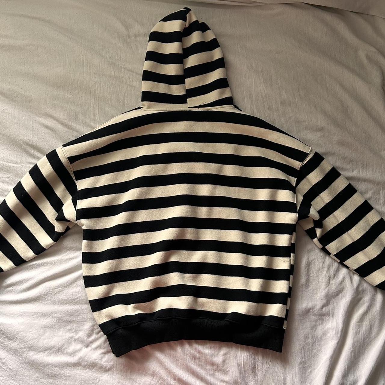 Black and white striped hoodie online mens