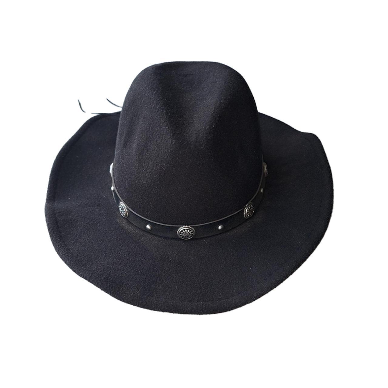Black Cowboy Hat with Metal Detailing. From Primark.... - Depop