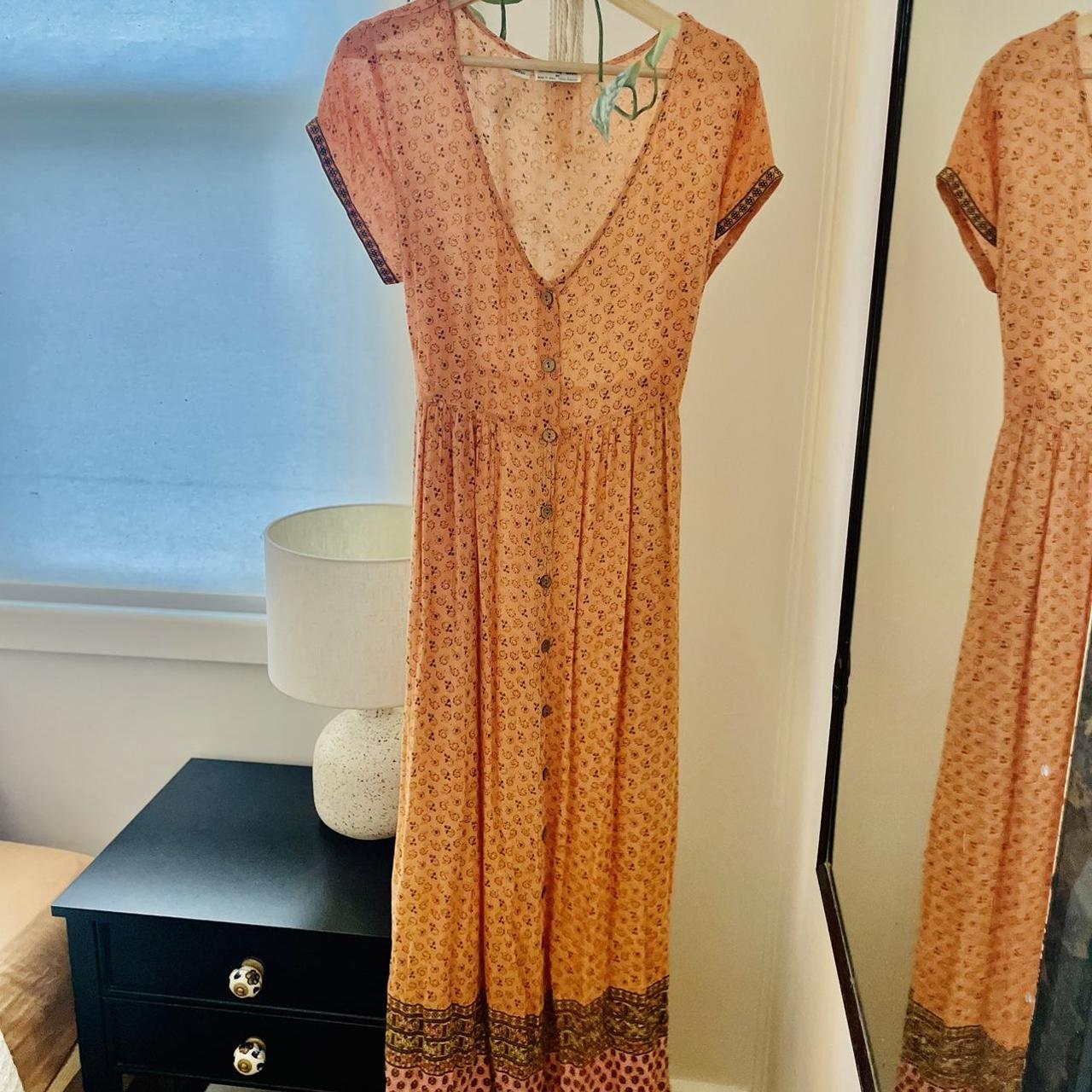 Women's Orange and Pink Dress Depop