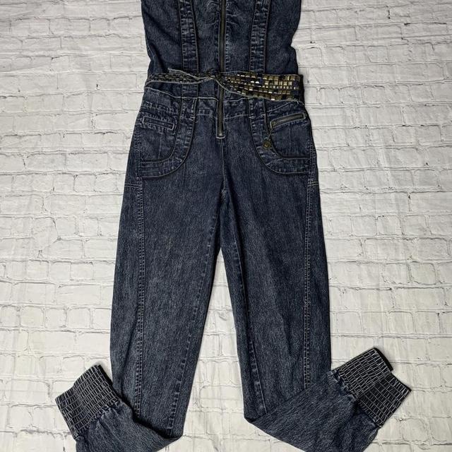 90s Apple Bottom Denim Jumpsuit strapless Jeans belted Jogger popular ankles size 11/12