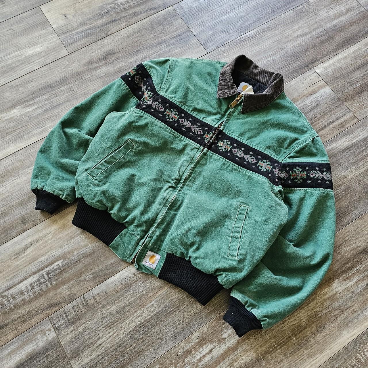 VERY RARE 90s Vintage Green Carhartt Aztec Santa Fe. Depop