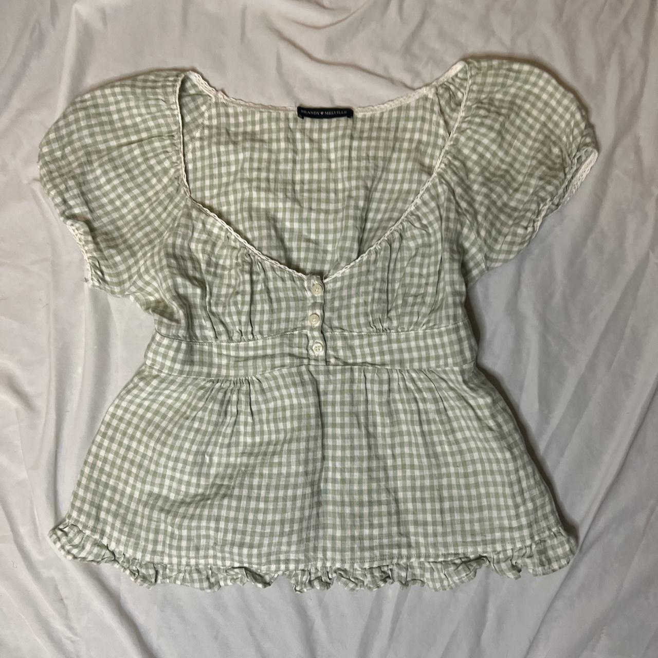 Brandy Melville green gingham Blair top 🤍brought... Depop