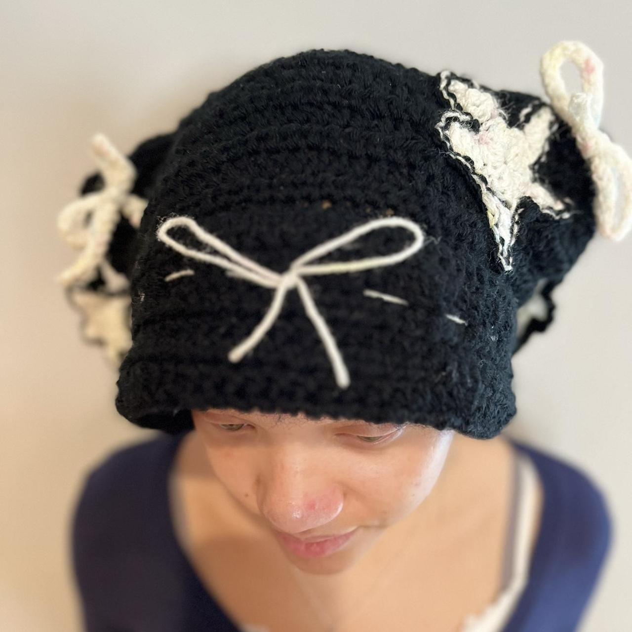 crochet star fuzzy cat hat !! us shipping only 100% - Depop