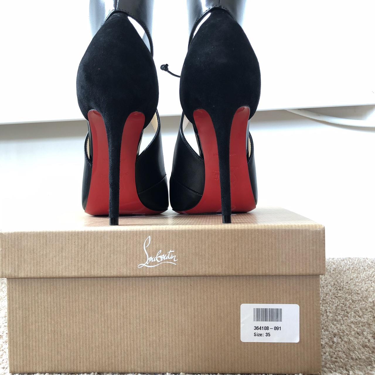 Christian Louboutin Black Ferme Rouge Pointy Toe... - Depop