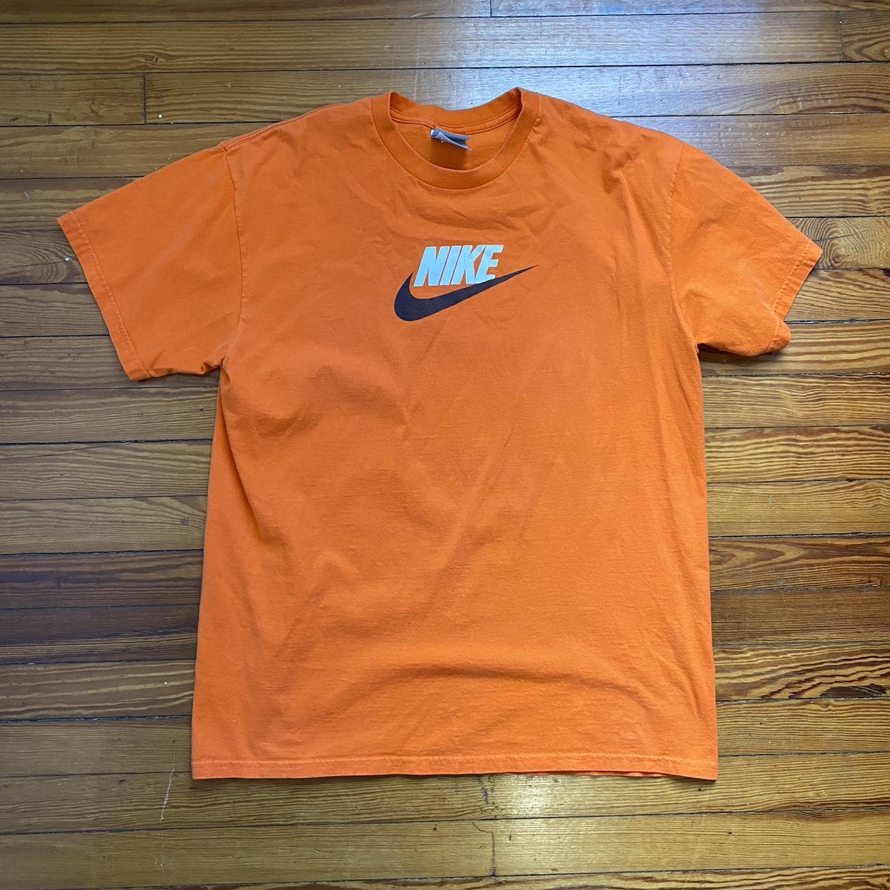 Nike Men's Orange and Black T-shirt | Depop