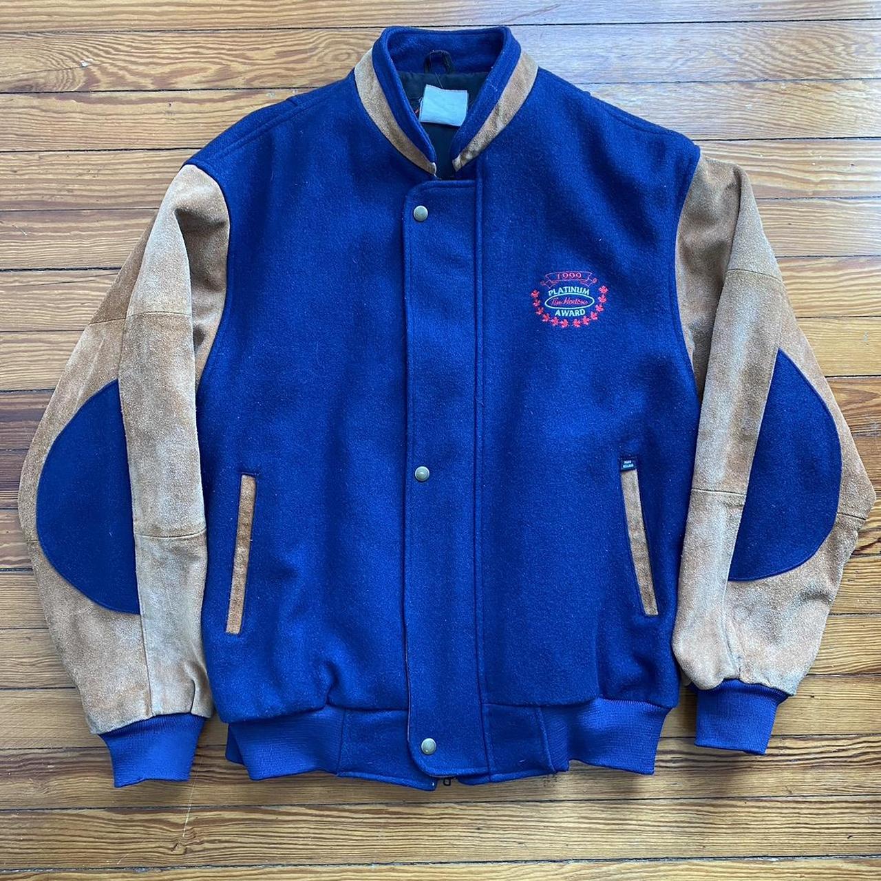 Made in Canada Tim Hortons 1999 Varsity Jacket Size... - Depop