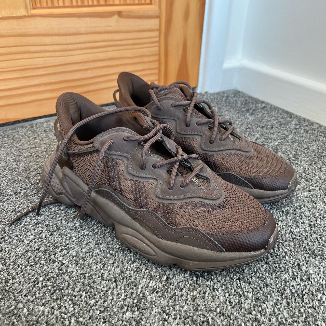 Chocolate adidas ozweego trainers, only worn once Depop
